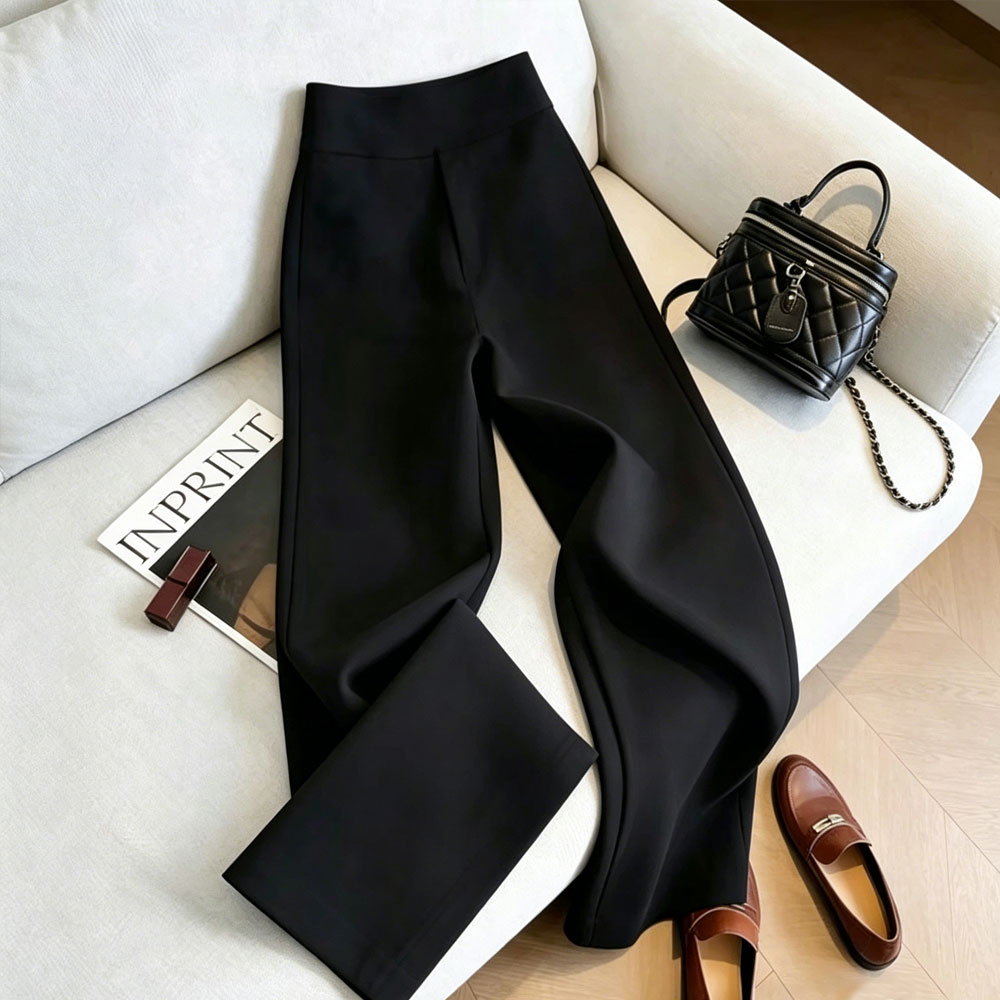 Women Formal Wear Black - Pantalones Elegantes Negros de Cintura Alta,