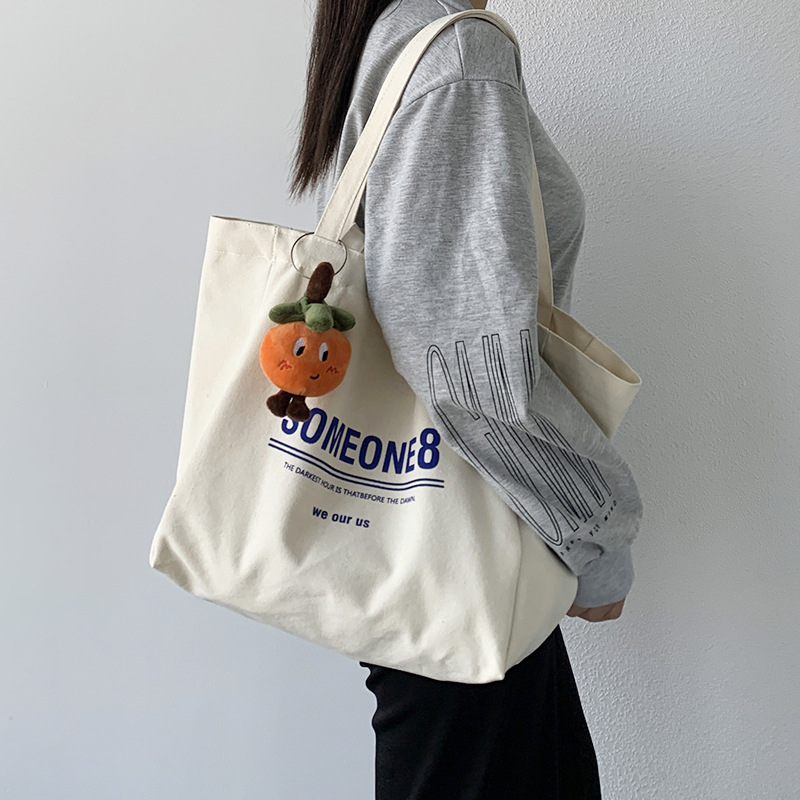Structured Handbag Work - Bolso de lona con letras ins,