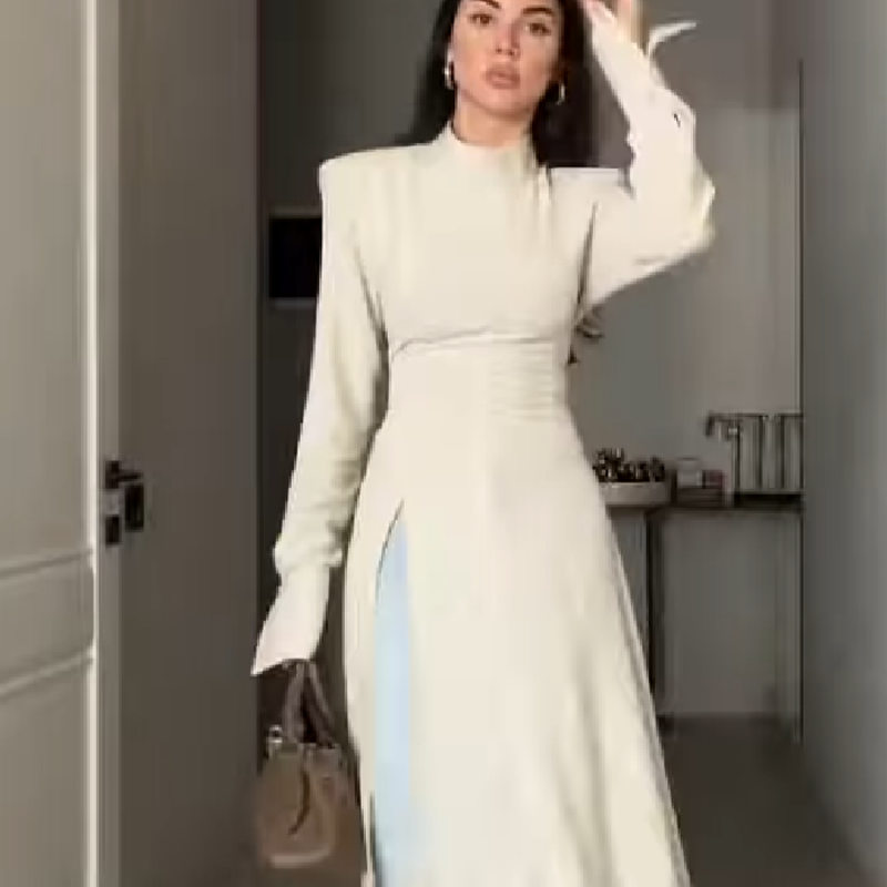 Women'S Office Formal Wear For Ladies - Vestido Maxi Elegante de Manga Larga