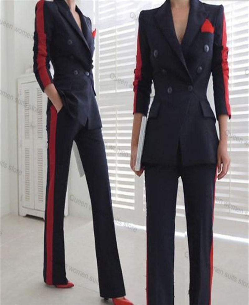 Women Formal Wear With Black Blazer - Conjunto de traje rojo y negro