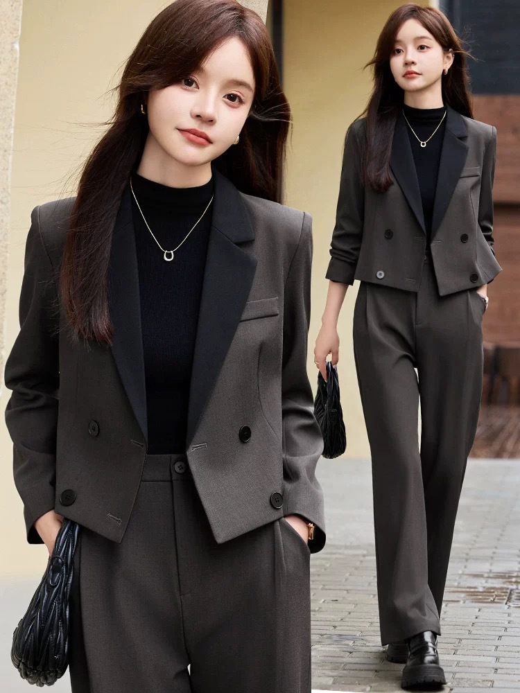 Women'S Office Formal Wear For Ladies - Blazer corto gris para mujer, nueva