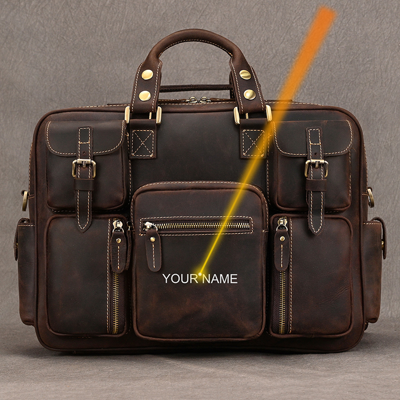Structured Handbag Work - Maletín Luufan Vintage de cuero Crazy