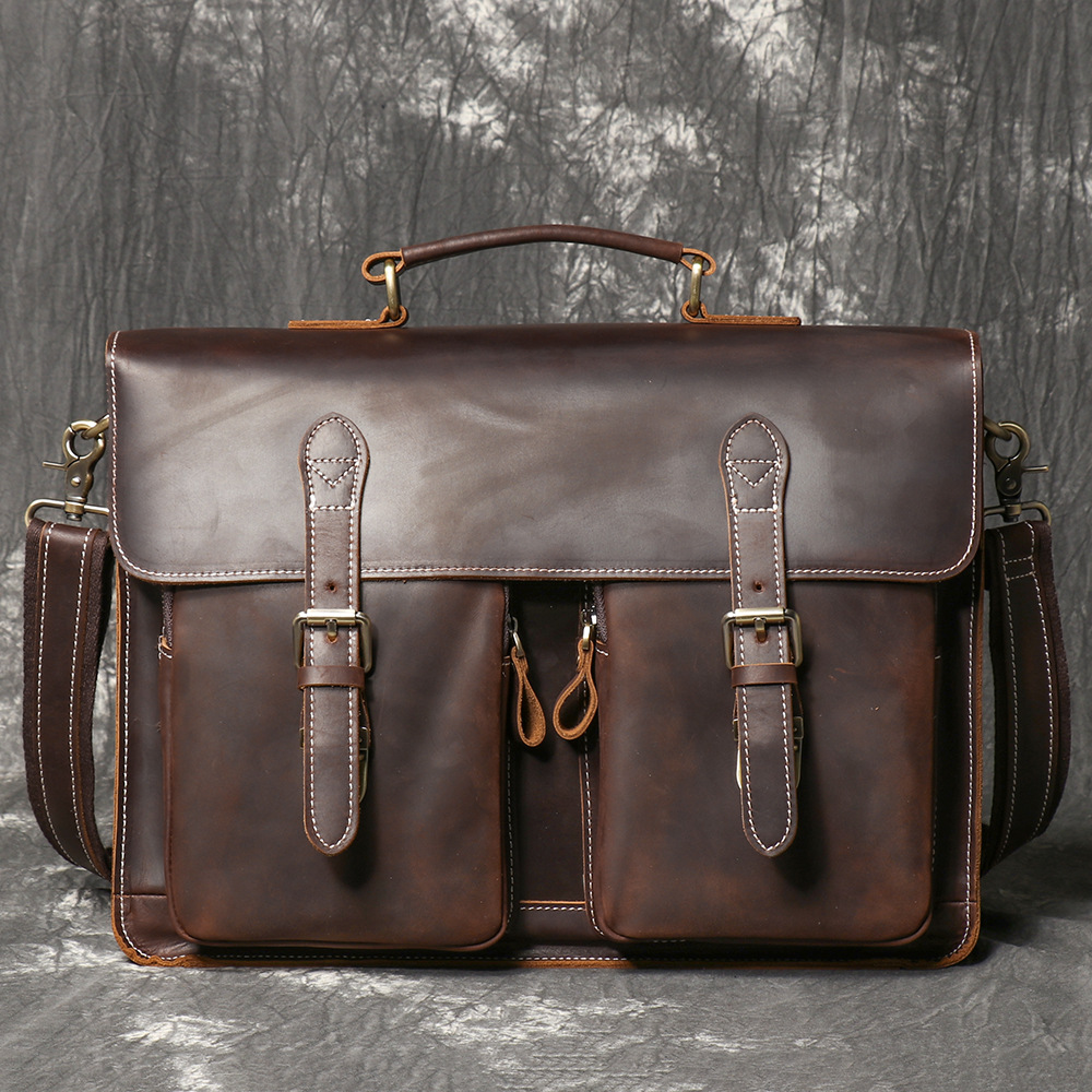 Structured Handbag Work - Bolso de mano de cuero Crazy