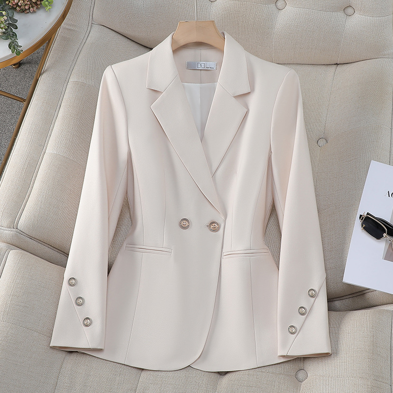 Women Formal Wear With Black Blazer - Blazer liso de doble botonadura para