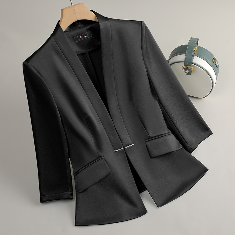 Women Formal Wear With Black Blazer - Blazer profesional negro blanco azul para