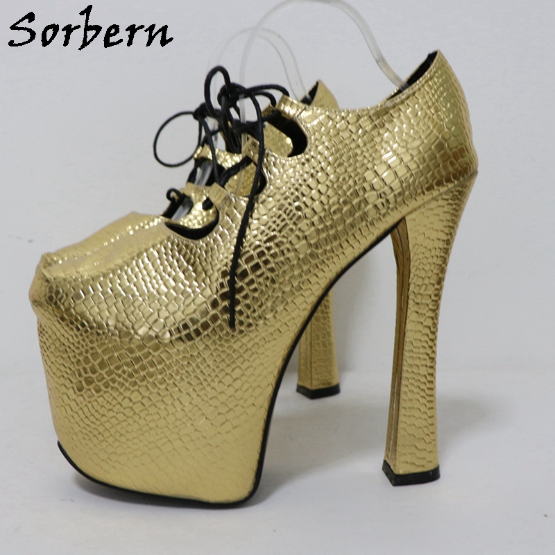 Sorbern Gold Crocodile 20Cm Bo - Pump Heel Block reseña y precio