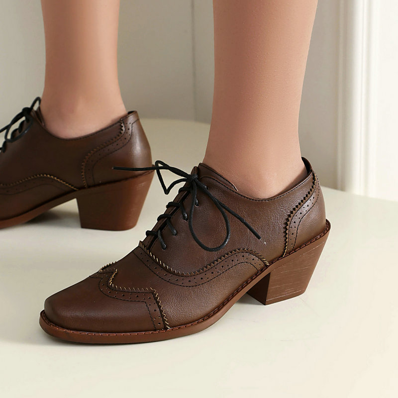 Zapatos Oxford de Mujer con Pu - Pump Heel Block reseña y precio