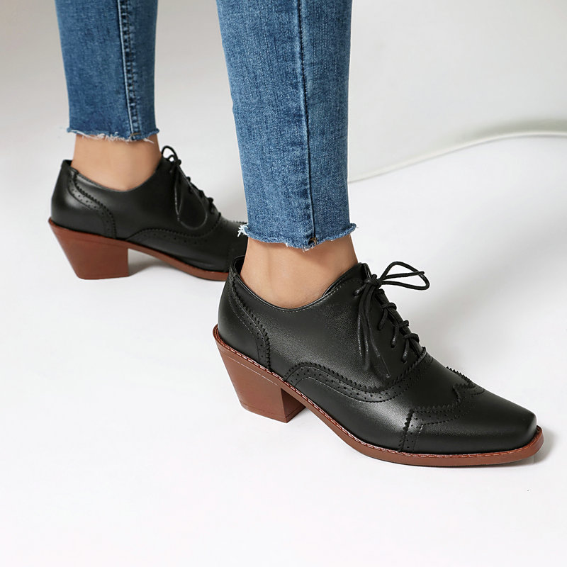 Zapatos Oxford de Mujer con Pu - Pump Heel Block reseña y precio