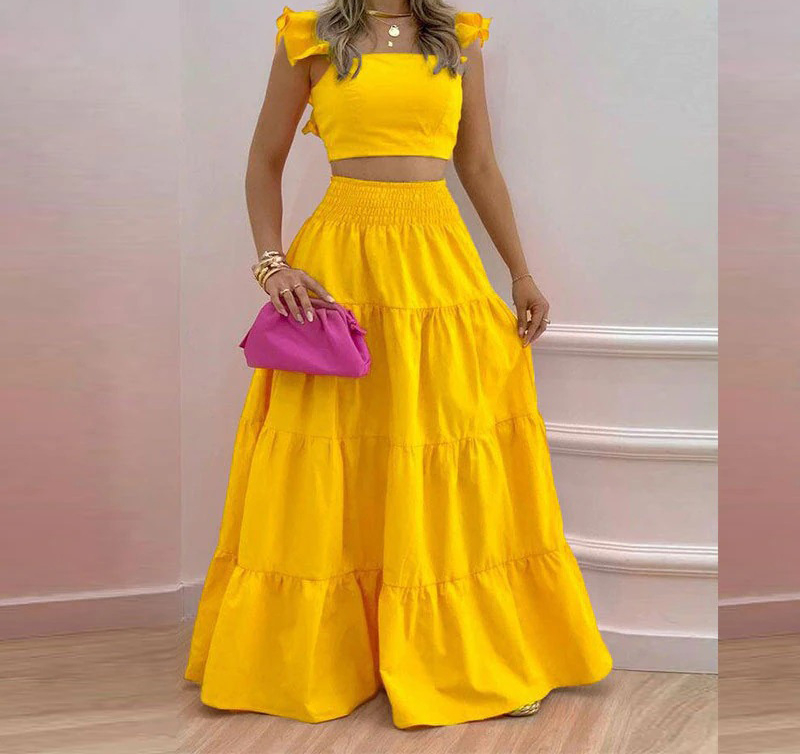 Conjunto de Dos Piezas con Fal - Women Formal Wear For Summer reseña y precio