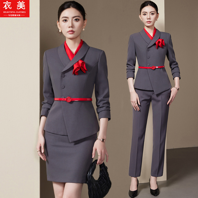 Conjunto de traje gris para mu - Women Formal Wear Store reseña y precio