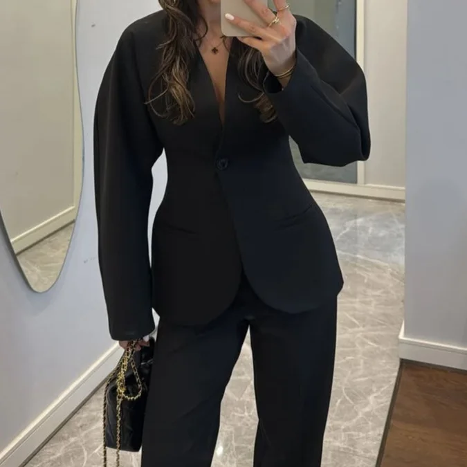 Nuevo Traje de Pantalón con Ci - Women Formal Wear Black reseña y precio
