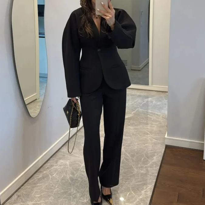 Nuevo Traje de Pantalón con Ci - Women Formal Wear Black reseña y precio